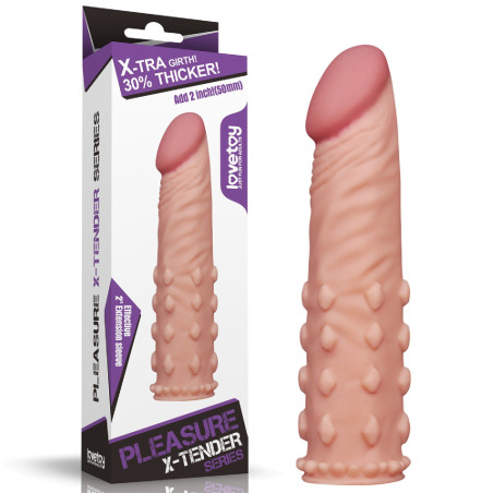 Add 2" Pleasure X Tender Penis Sleeve Flesh