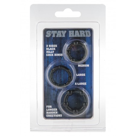 Pierścień-STAY HARD - THREE RINGS - BLACK