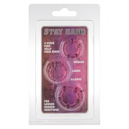Pierścień-STAY HARD - THREE RINGS - PINK
