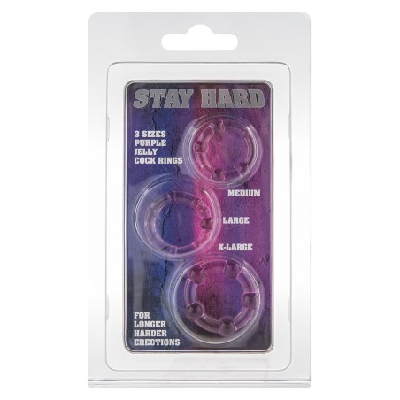 Pierścień-STAY HARD - THREE RINGS - PURPLE