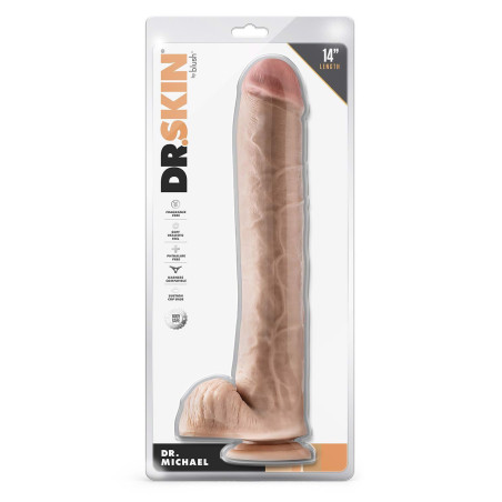 DR. SKIN DR. MICHAEL 14 INCH DILDO WITH BALLS BEIGE