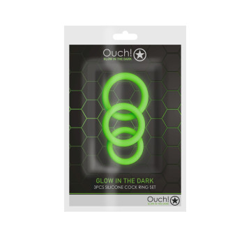 3 pcs Cock Ring Set - Glow...