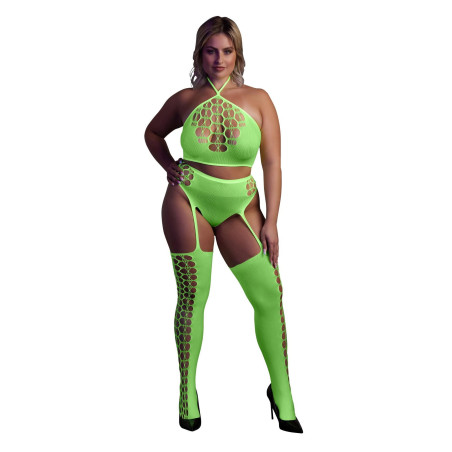 Two Piece with Crop Top and Stockings XL/XXXXL