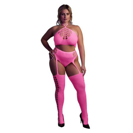 Two Piece with Crop Top and Stockings XL/XXXXL