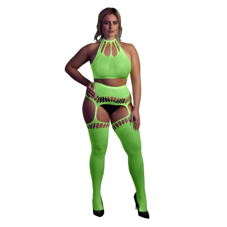 Two Piece with Crop Top and Stockings XL/XXXXL