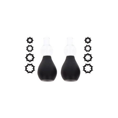 Nipple Enlargers with 8 Rings Black