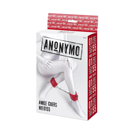 Anonymo handcuffs, PU leather, red, 27 cm