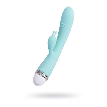 Vibrator with clitoral stimulator Flovetta by Toyfa Iris, silicone, mint, 22 cm