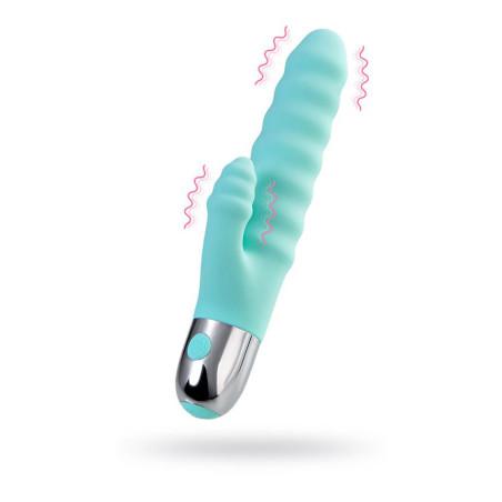 Relief vibrator with clitoral stimulation Flovetta Flax, silicone, mint, 17.5 cm