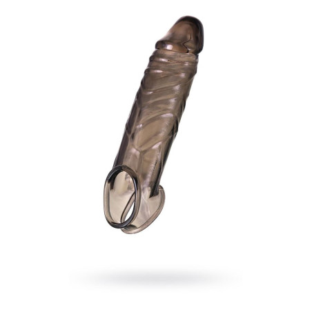 ToyFa XLover, Penis sleeve, for enlargement, TPE, transparent black, 15,5 cm