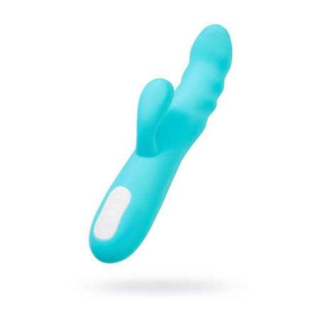 JOS Vibrator-rotator with clitoral stimulation JOS MERRY-SWI, silicone, blue, 20.7 cm