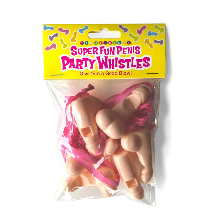 Super Fun Penis Party Whistles, 6pk