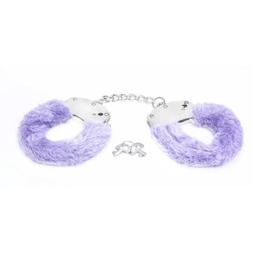 Metal handcuffs with purple...