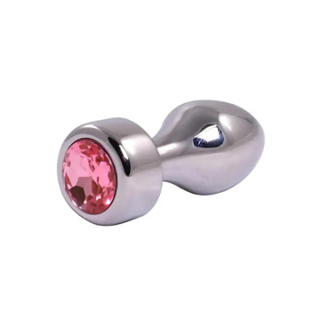 Silver Butt Plug with Pink...