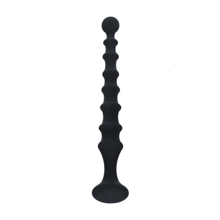 Ribbed Silicone Flared Anal Probe - Black