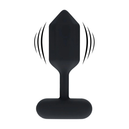 Hexagonal Vibrating Silicone Anal Plug - M - Black