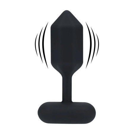 Hexagonal Vibrating Silicone Anal Plug - L - Black