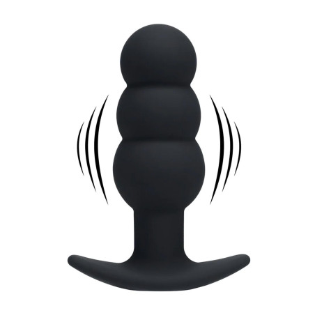 Tri Bulb Vibrating Silicone Anal Plug - Black