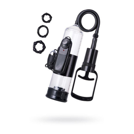 A-TOYS, Penis Pump Coal, with vibro, PVC, Transparent, 22,8 cm