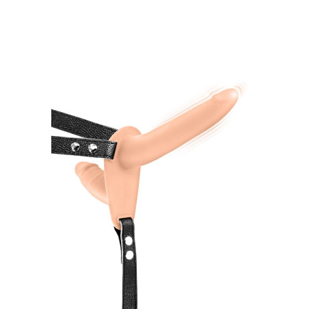 DOUBLE STRAP-ON VIBRATING FLESH STRAP-ON DILDO