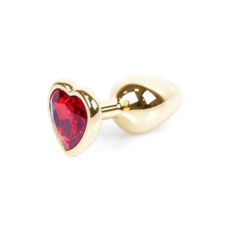 Plug-Jewellery Gold Heart PLUG- Red