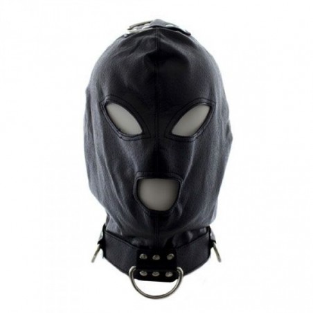 Maska-Bondage Hook Mask+Collar BLACK