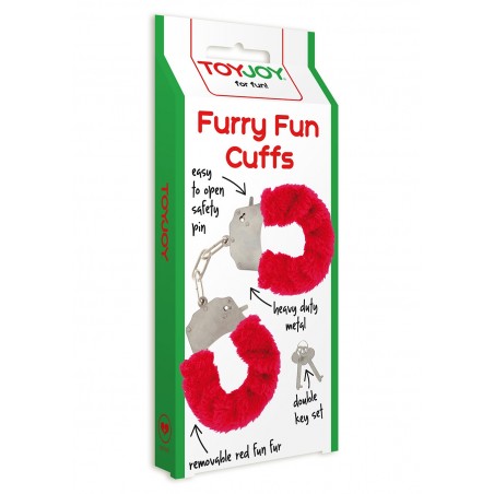 Kajdanki-FURRY FUN CUFFS RED PLUSH