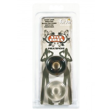 STUD RINGS CLEAR/ SMOKE 2X