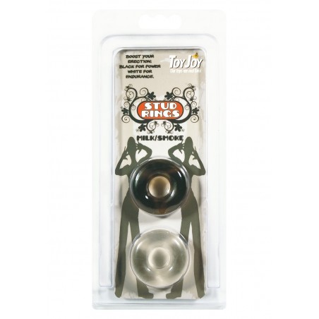 STUD RINGS CLEAR/ SMOKE 2X