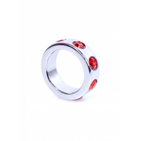 Pierścień-Metal Cock Ring with Red Diamonds Small