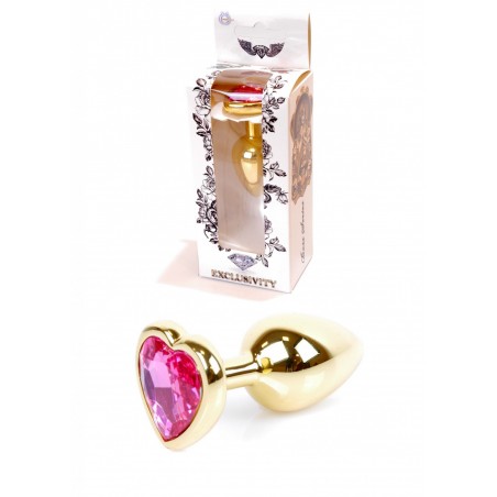 Plug - Jawellery Gold Heart PLUG- Pink