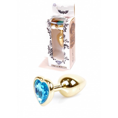 Plug - Jawellery Gold Heart PLUG- Light Blue
