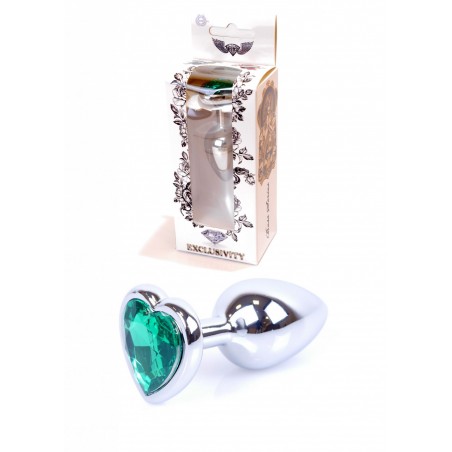 Plug - Jawellery Silver Heart PLUG- Green