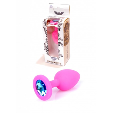 Plug - Jawellery Pink Silikon PLUG Small- Light Blue Diamond