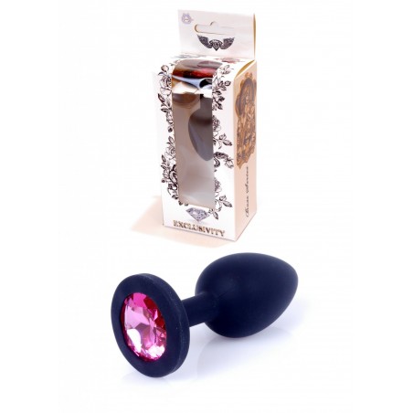 Plug - Jawellery Black Silikon PLUG Small- Pink Diamond