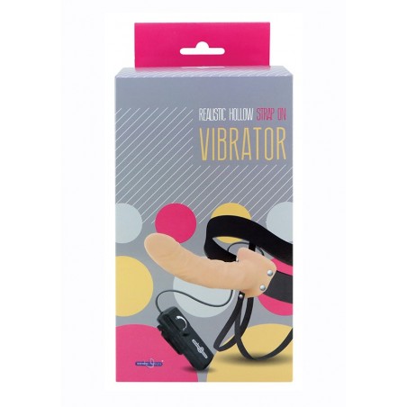 Proteza-REALISTIC HOLLOW STRAP ON VIBRATOR 8INCH