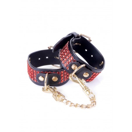 Fetish Boss Series Handcuffs with cristals 3 cm Red Line