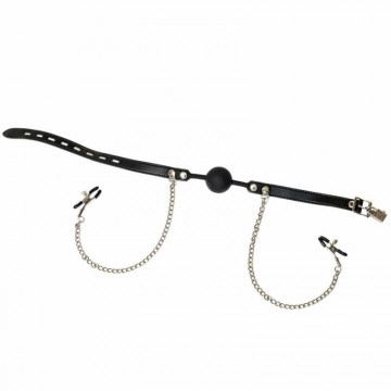 Ball Gag with nipple clamps...