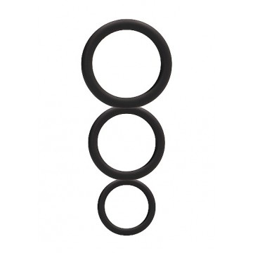 Round Cock Ring Set - Black