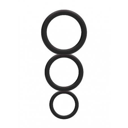 Round Cock Ring Set - Black